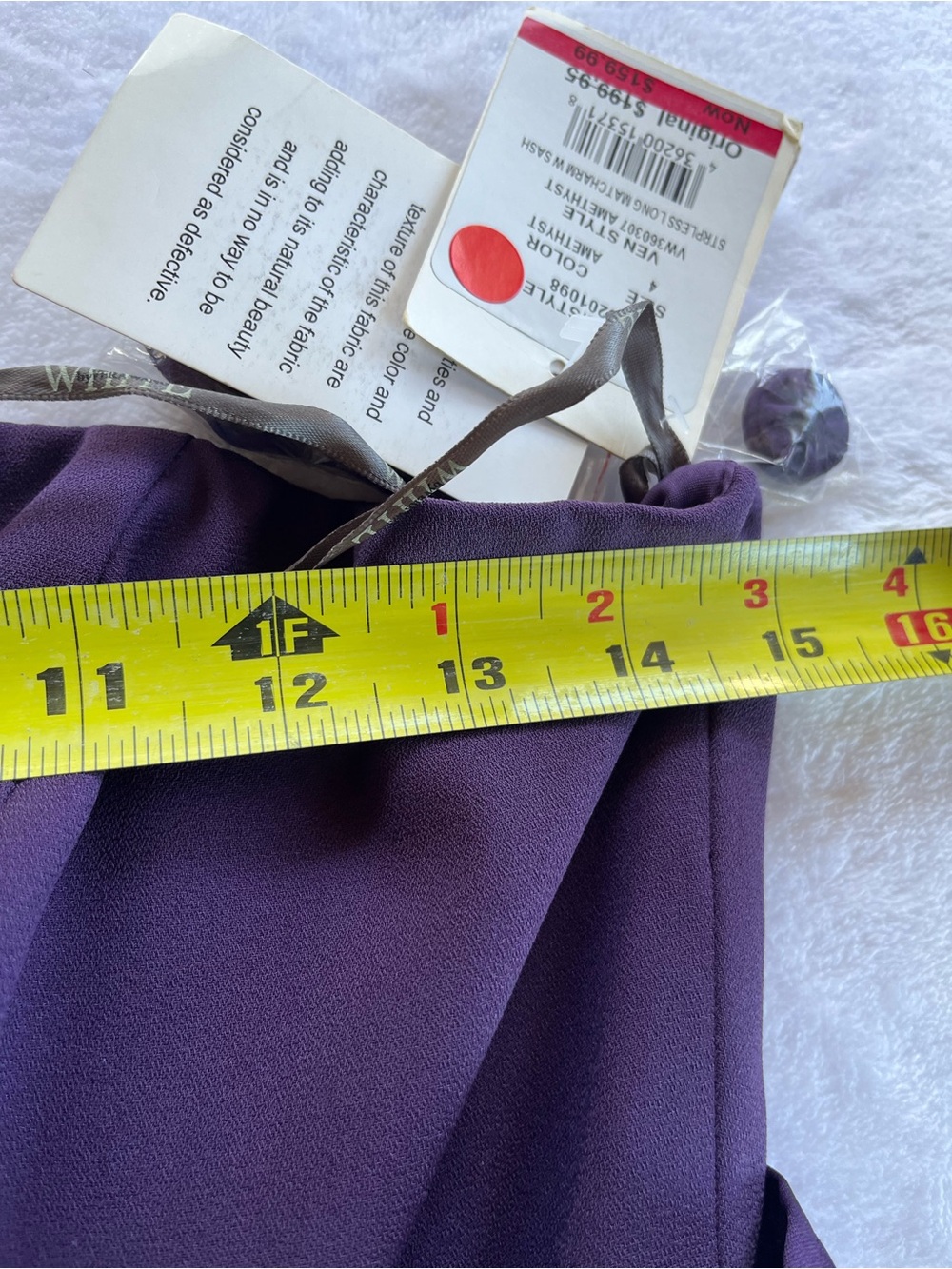 White by Vera Wang Amethyst Strapless Gown Size 4 NWT - Picture 9 of 13